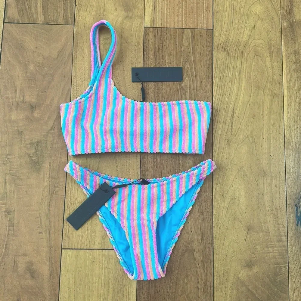 TRIANGL MELROSE CHEEKY SHERBET STRIPE SET NEW WITH TAGS + BAG - Picture 3 of 5